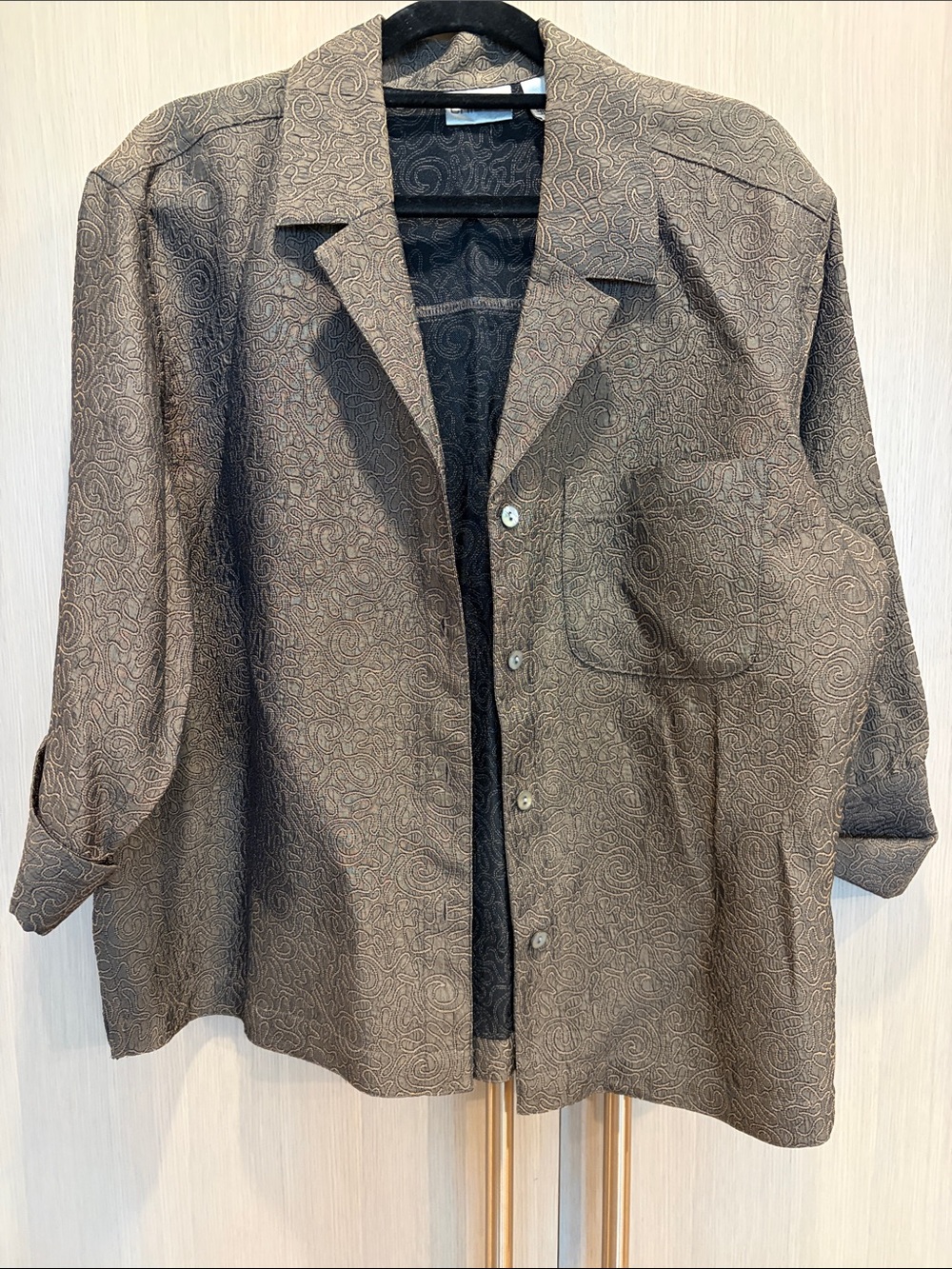 Chico's Brown Swirl-Print Lightweight Shirt Jacket